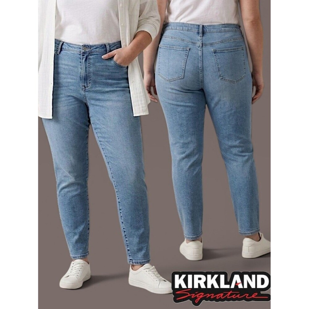 Kirkland Women's Blue High-Rise Stretch Skinny Jeans Classic Denim Size 20 (XXL)